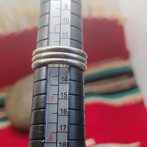 Vintage Native Made Malachite Ring Wide Sterling Silver Band Size 6 - Picture 5 of 7